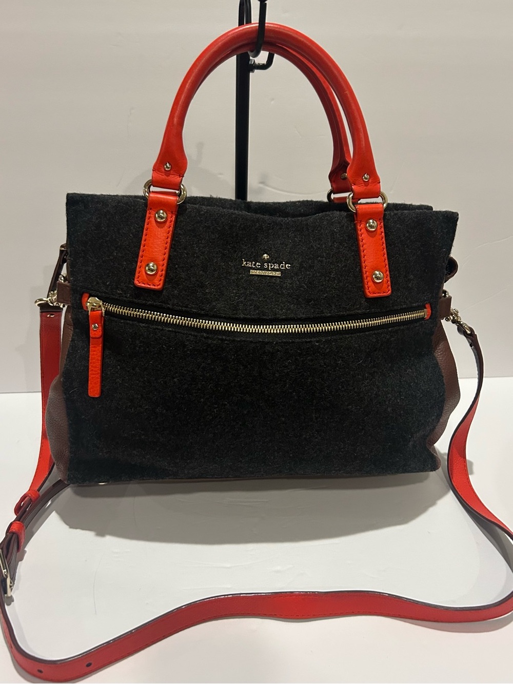 Kate Spade SAMPLE Cobble Hill Sam Tote Wool Felt Leather Crossbody